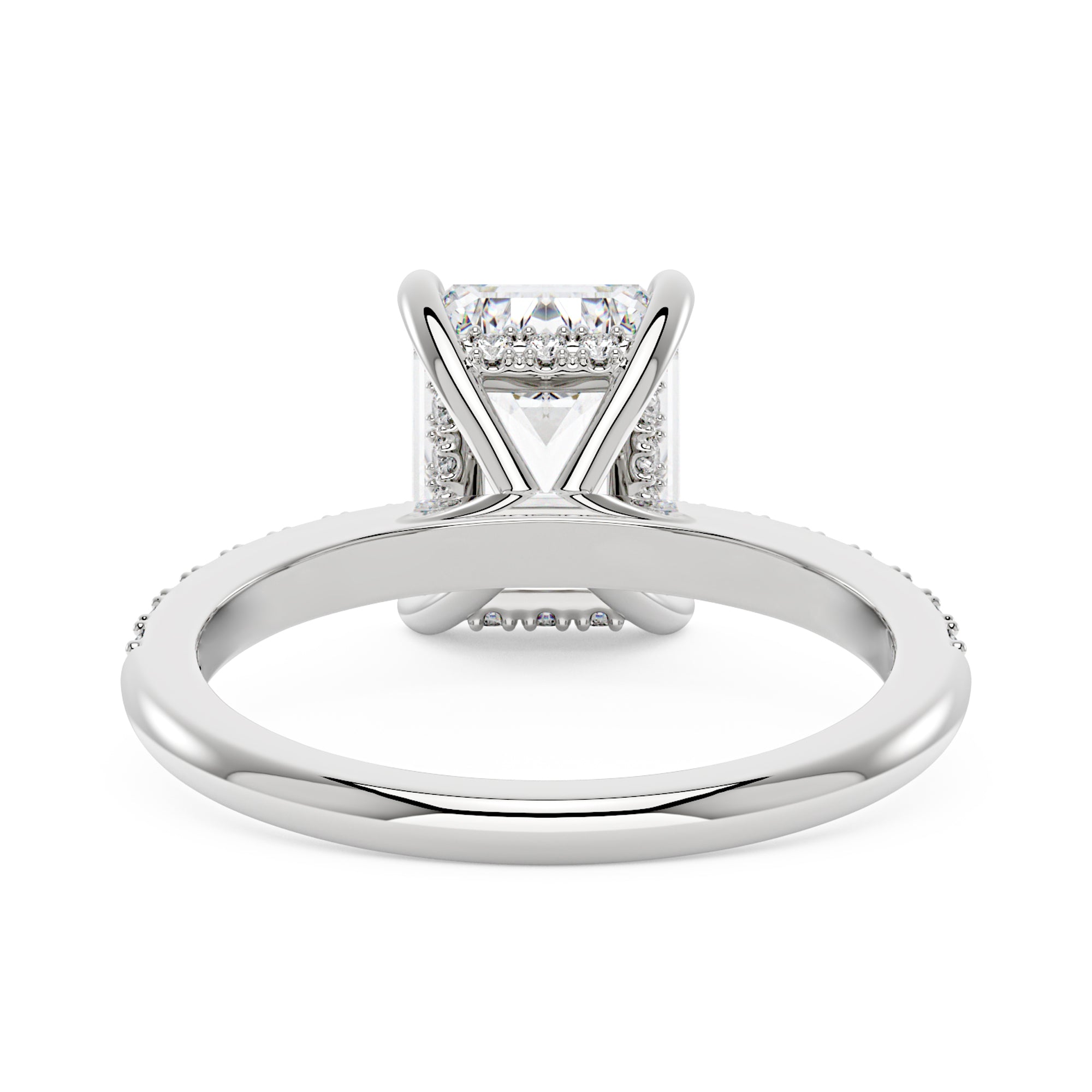 Emerald Hidden Halo Ring With Pavé Band