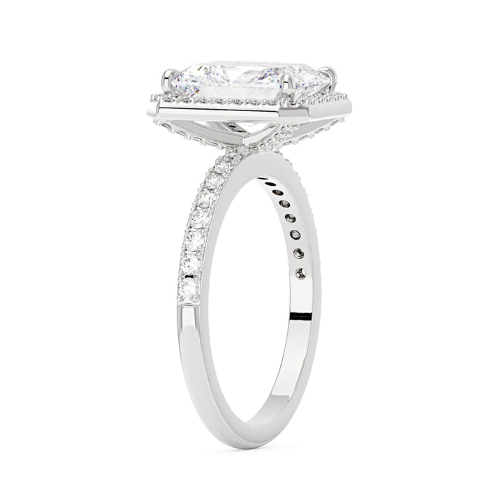 Radiant Halo Ring with Pavé Band