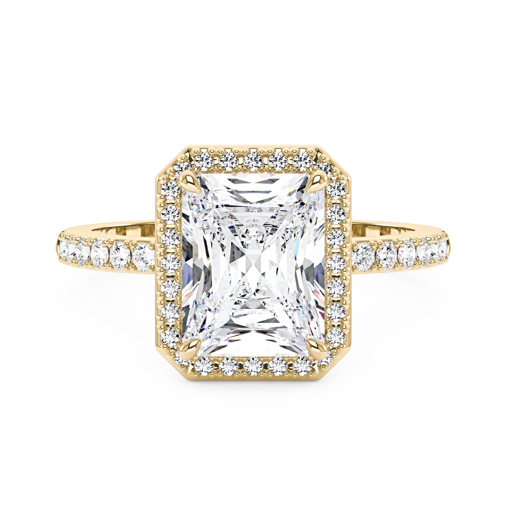 Radiant Halo Ring with Pavé Band
