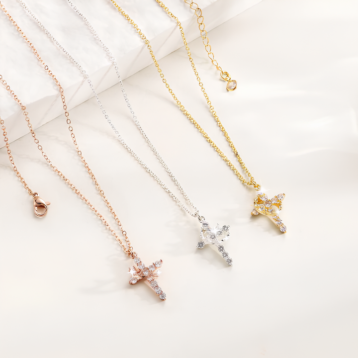 Crown with Cross Pendant Necklace