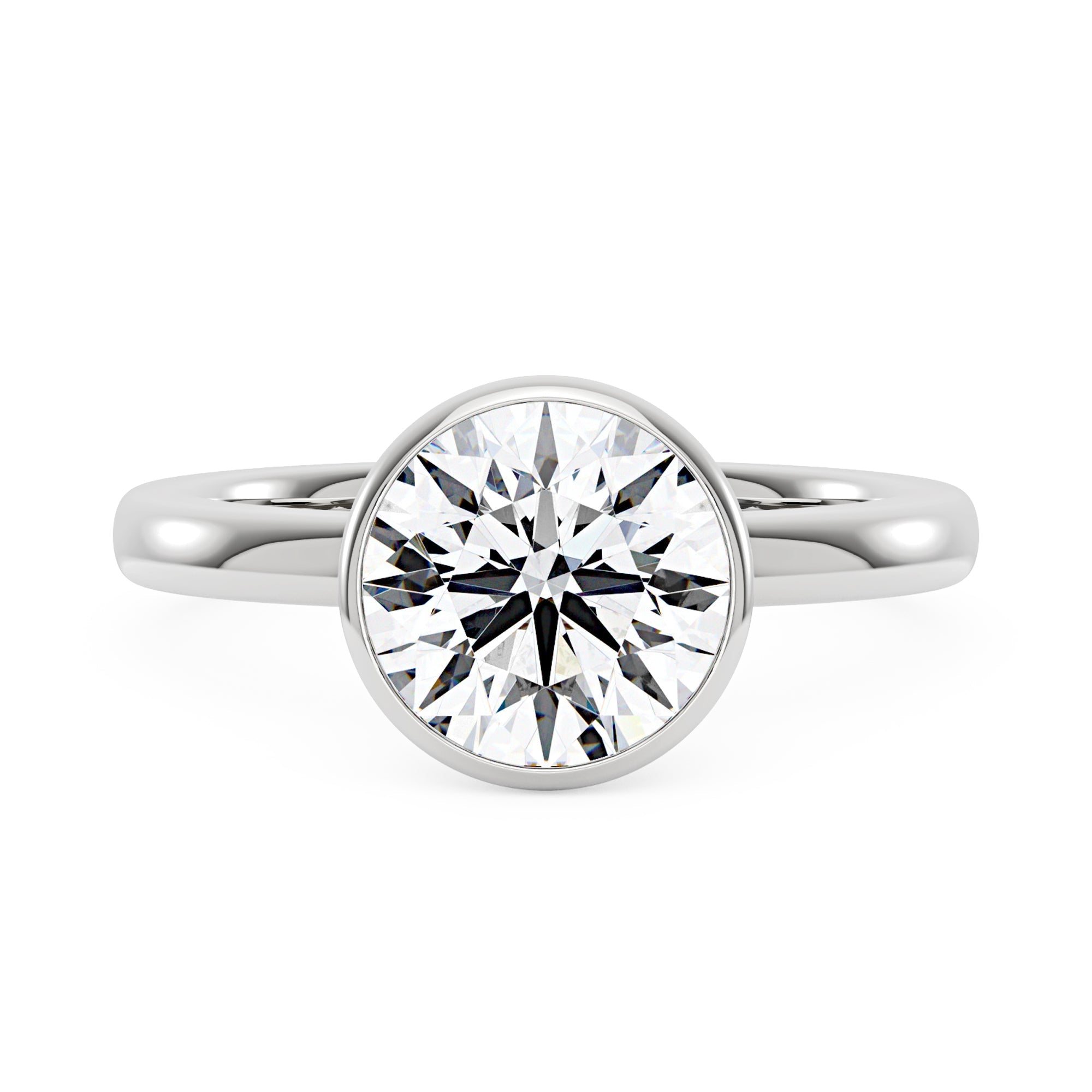 Moissanite Solitaire Round Bezel Ring