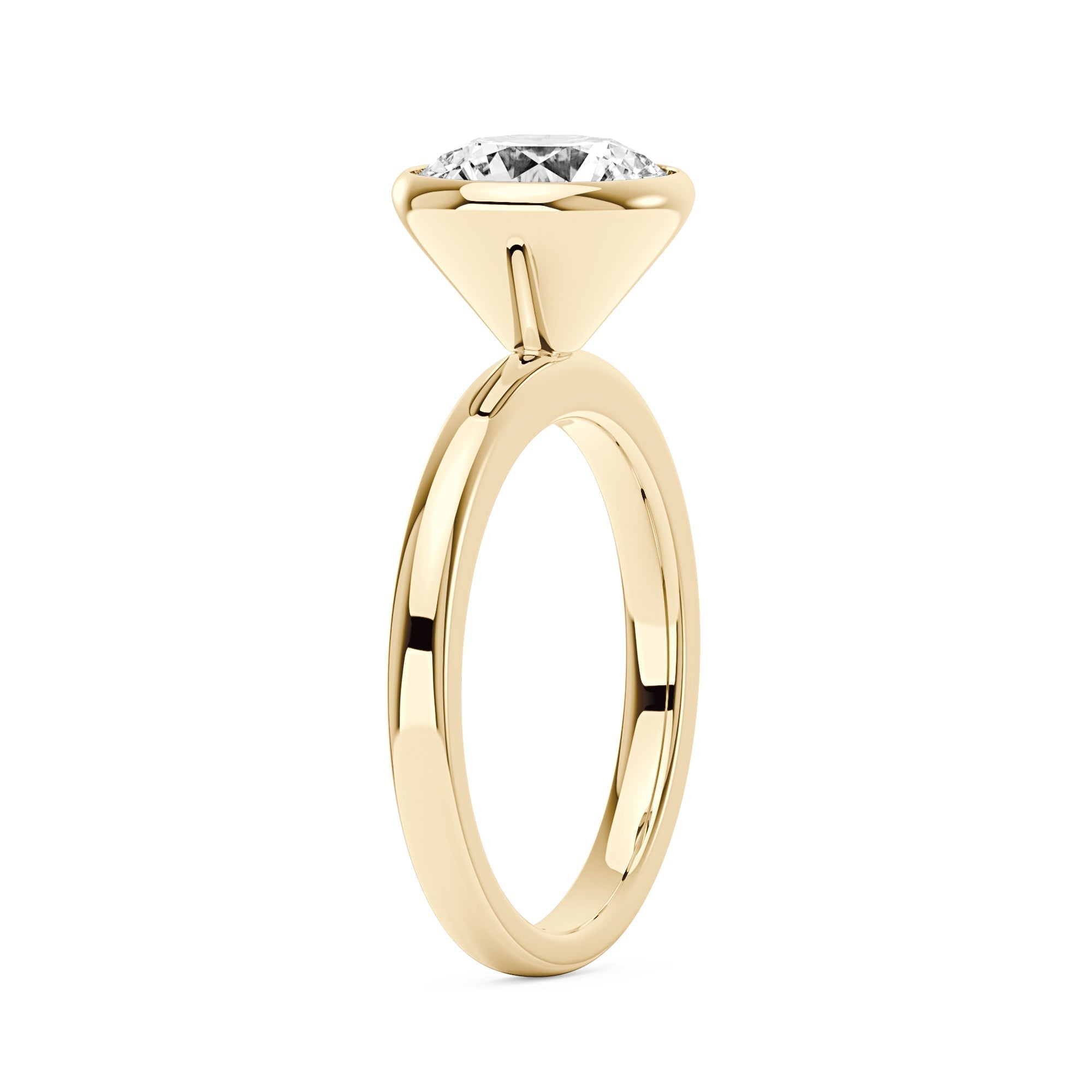 Moissanite Solitaire Round Bezel Ring