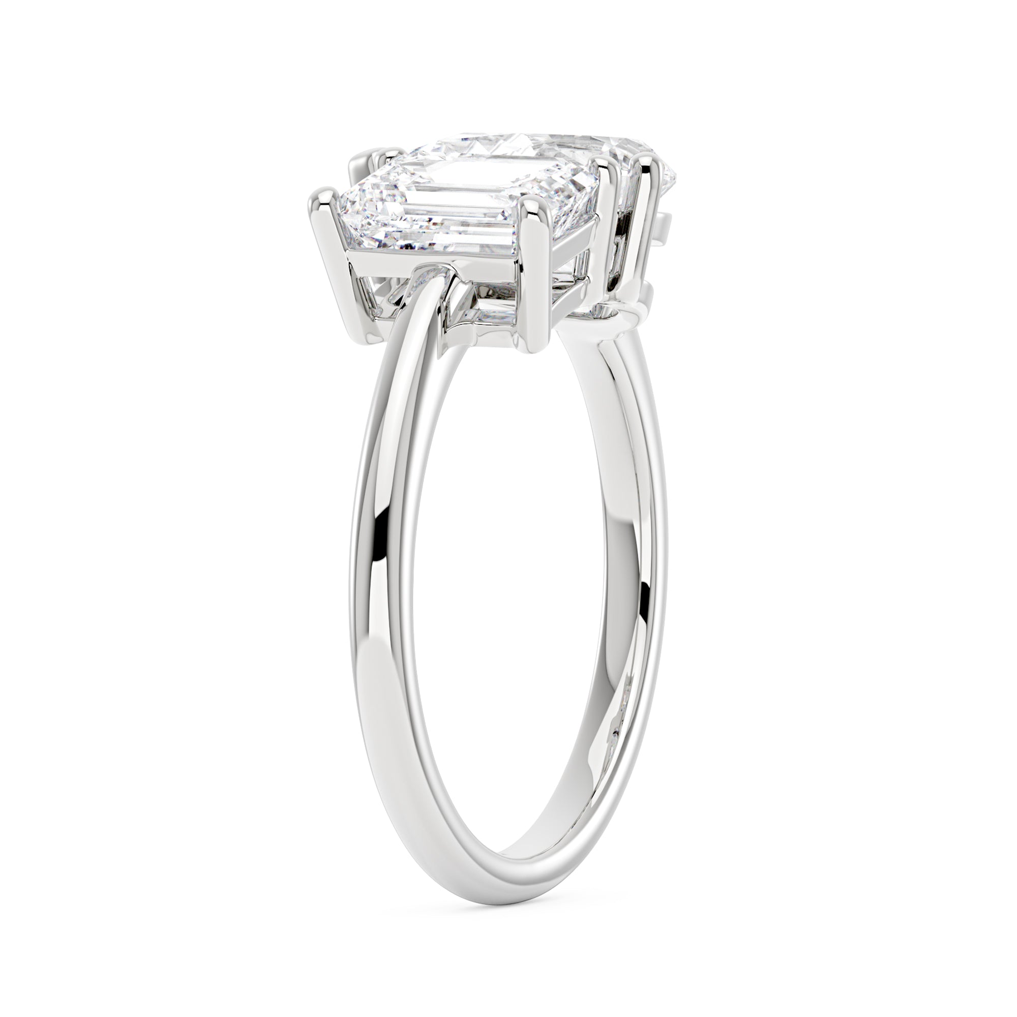 Emerald and Pear Moissanite Toi et Moi Ring