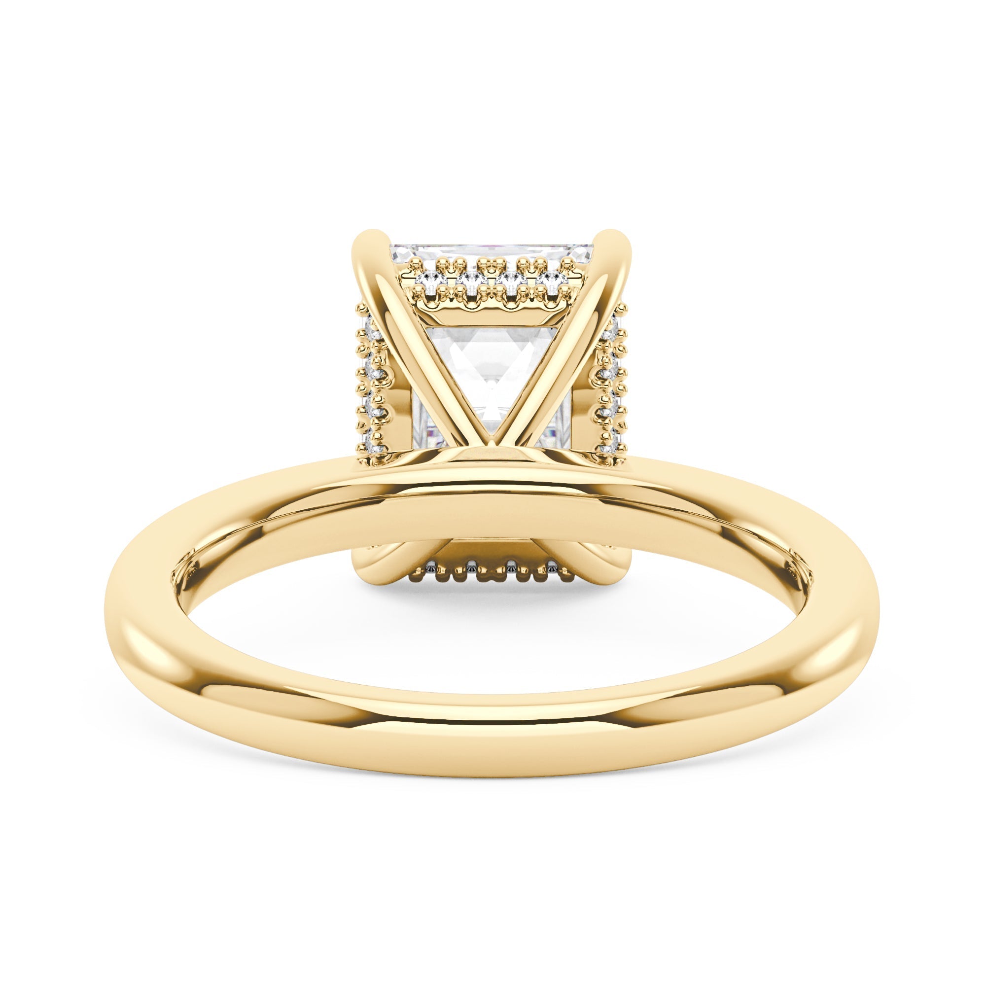 Hidden Halo Radiant Moissanite Ring