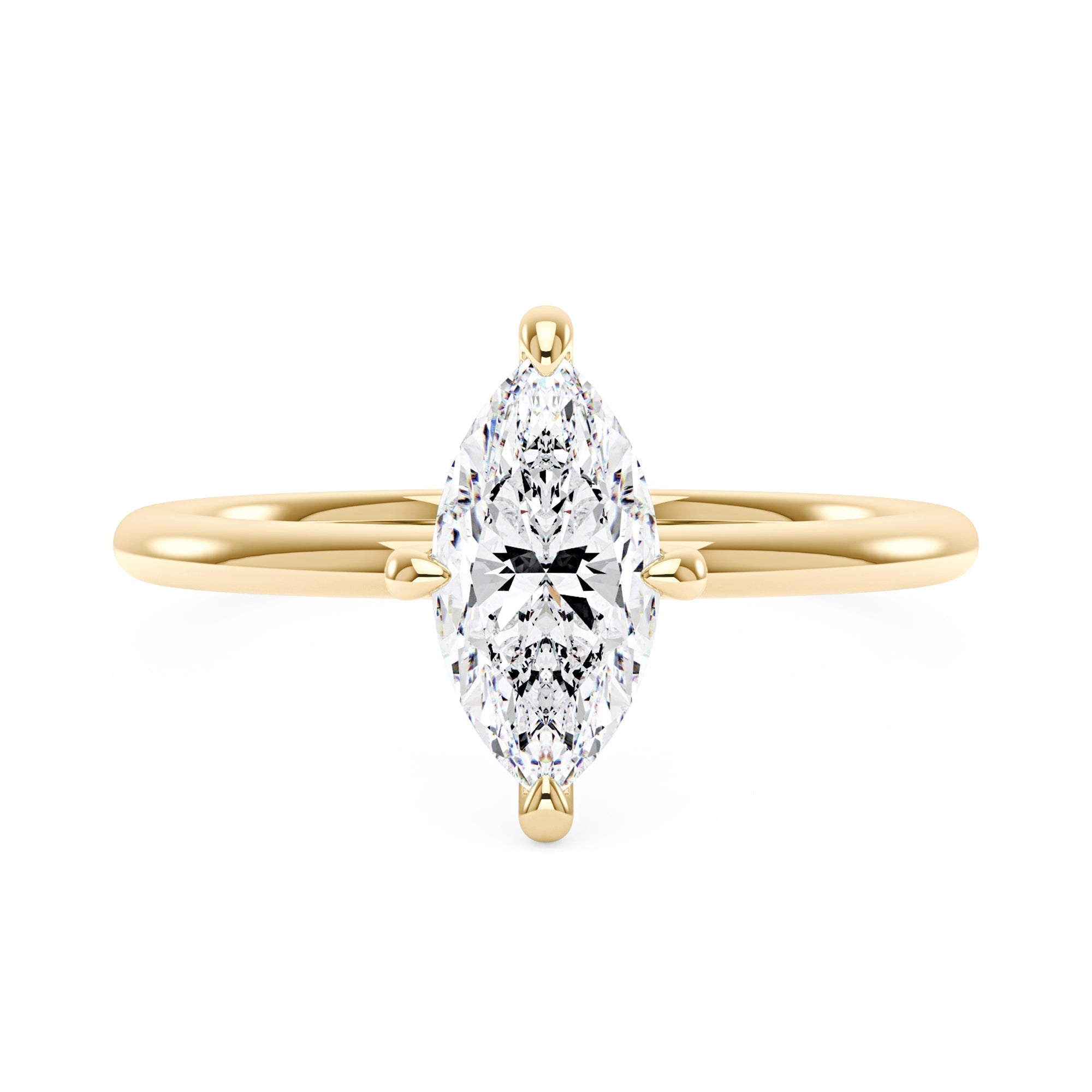Marquise Shaped Moissanite Solitaire Ring with Hidden Halo