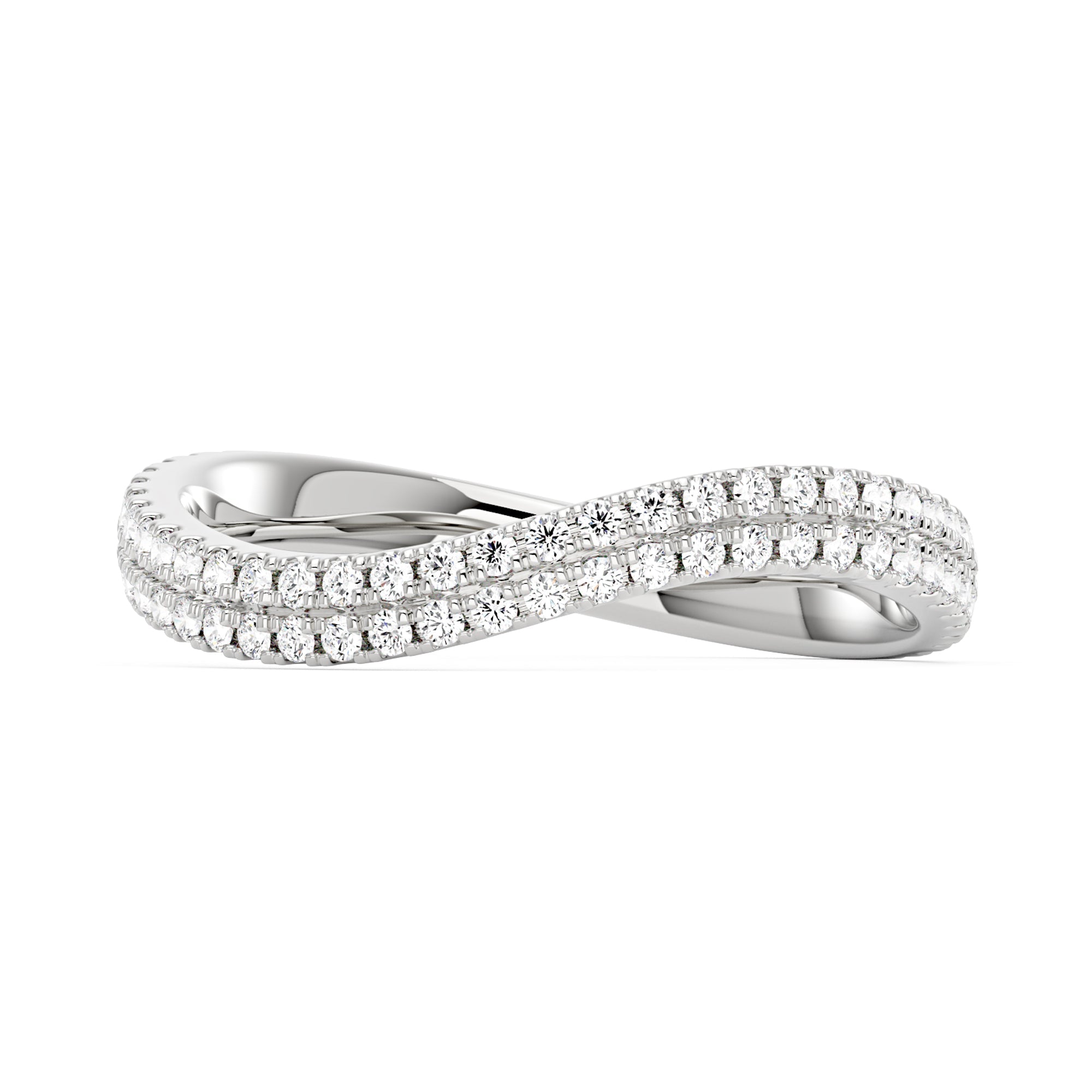 Nature Inspired Moissanite Wave Pavé Half Eternity Band