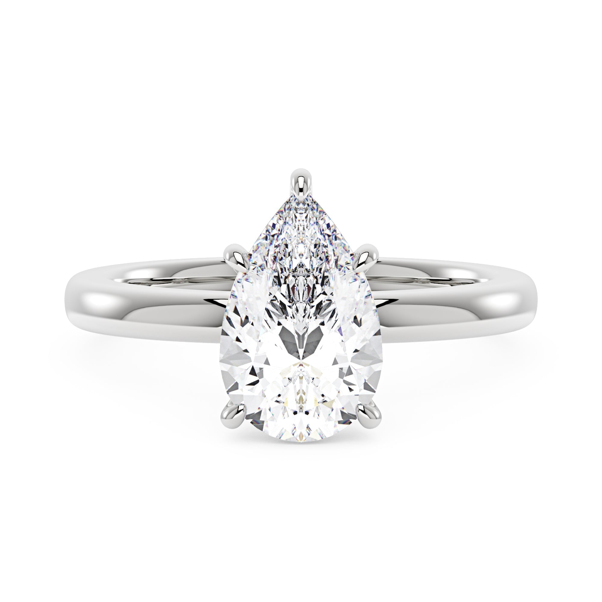 Pear-Shaped Moissanite Solitaire Engagement Ring