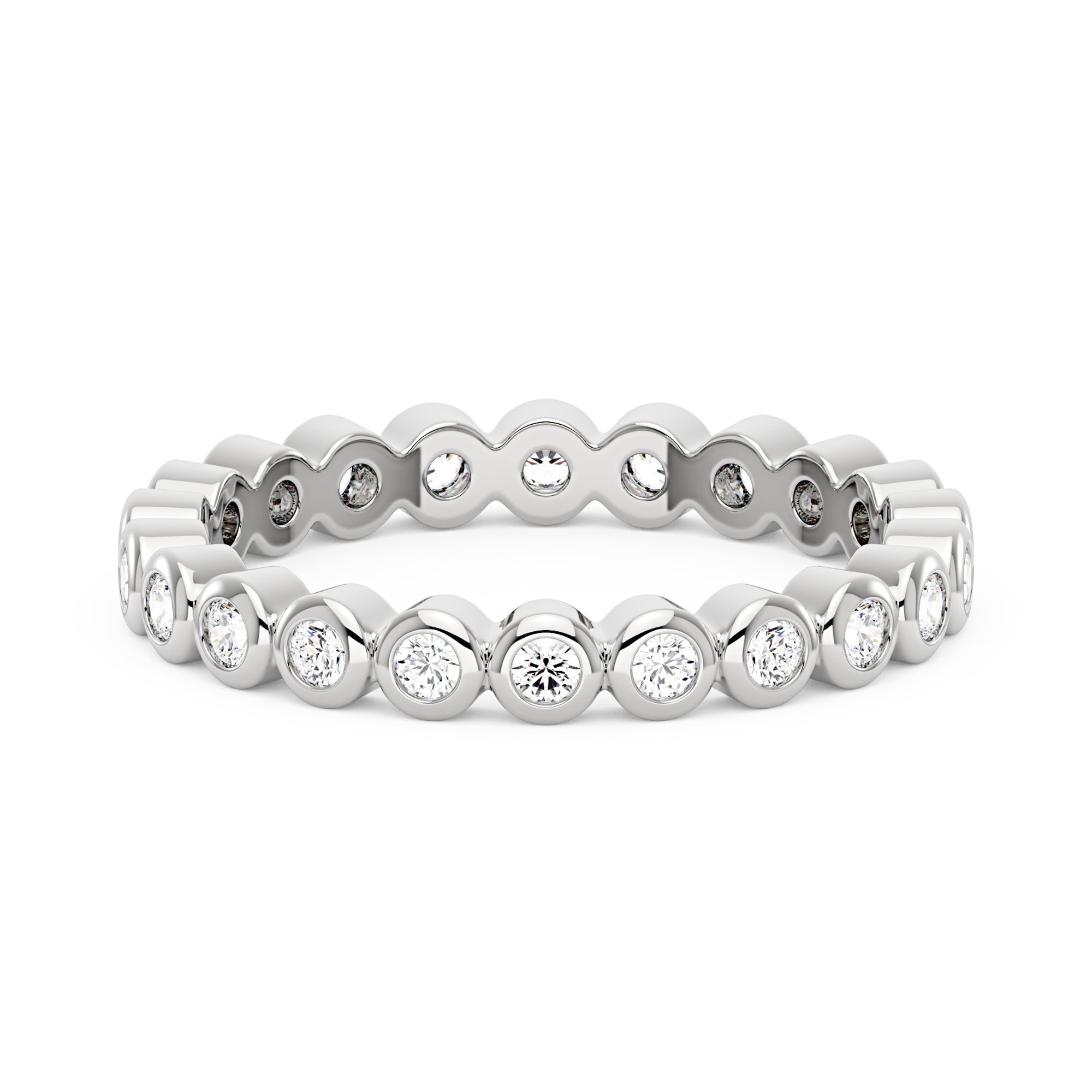 Round Moissanite Bezel Eternity Band