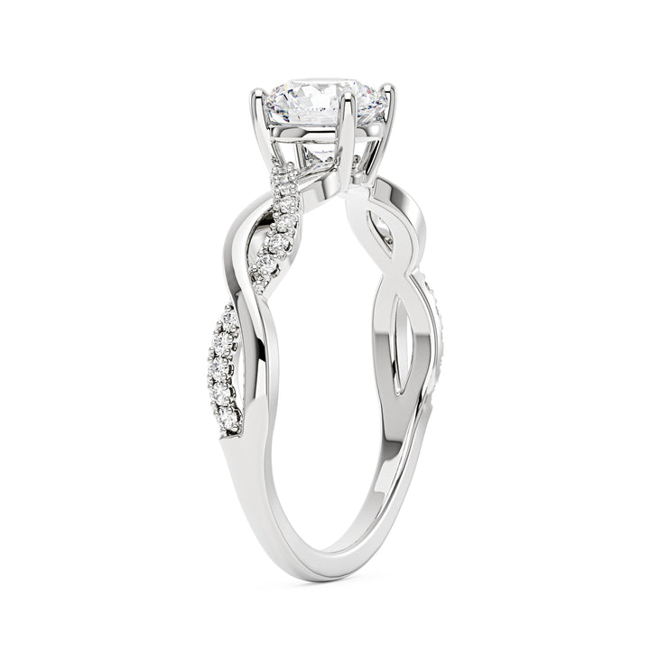 Intertwined Round Solitaire Moissanite Ring