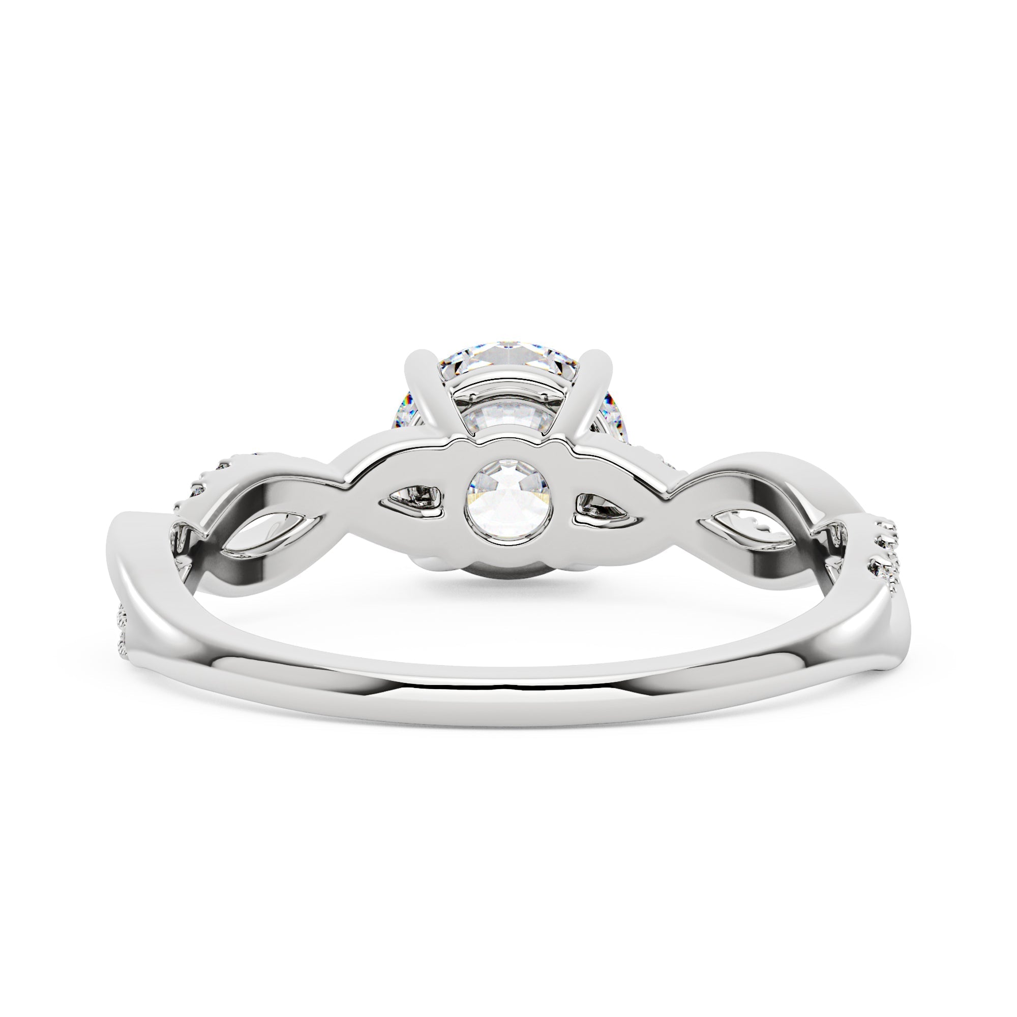 Intertwined Round Solitaire Moissanite Ring