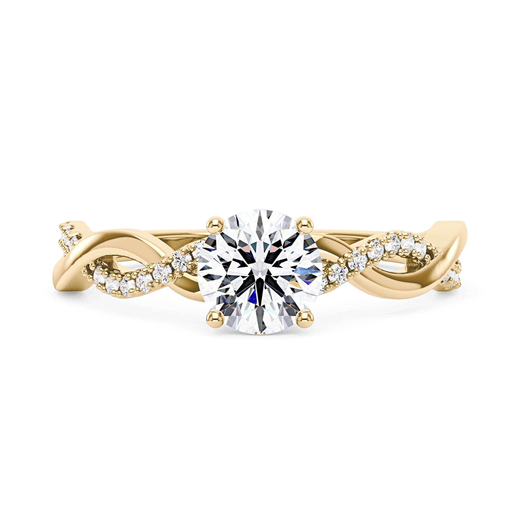 Intertwined Round Solitaire Moissanite Ring