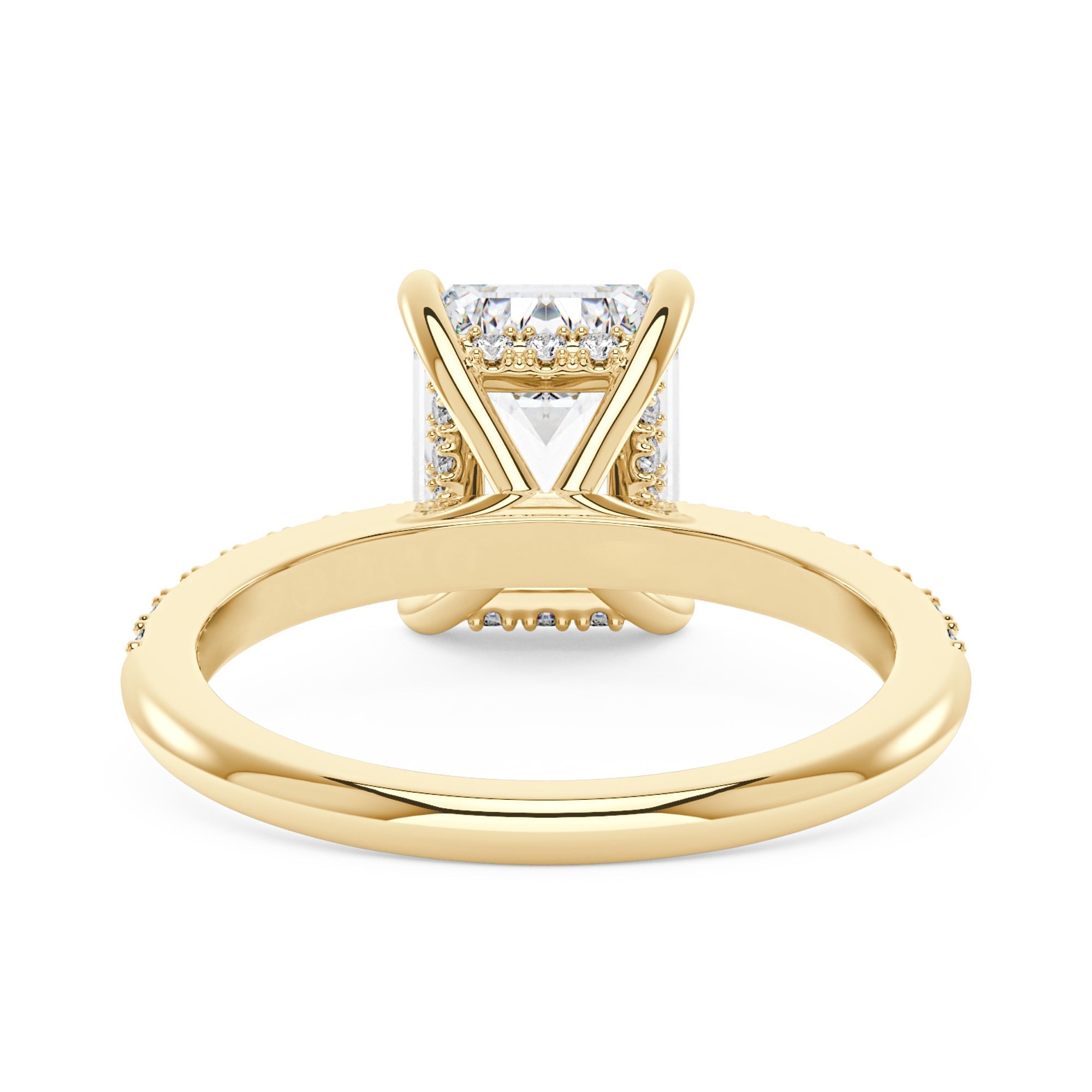 Emerald Hidden Halo Ring With Pavé Band