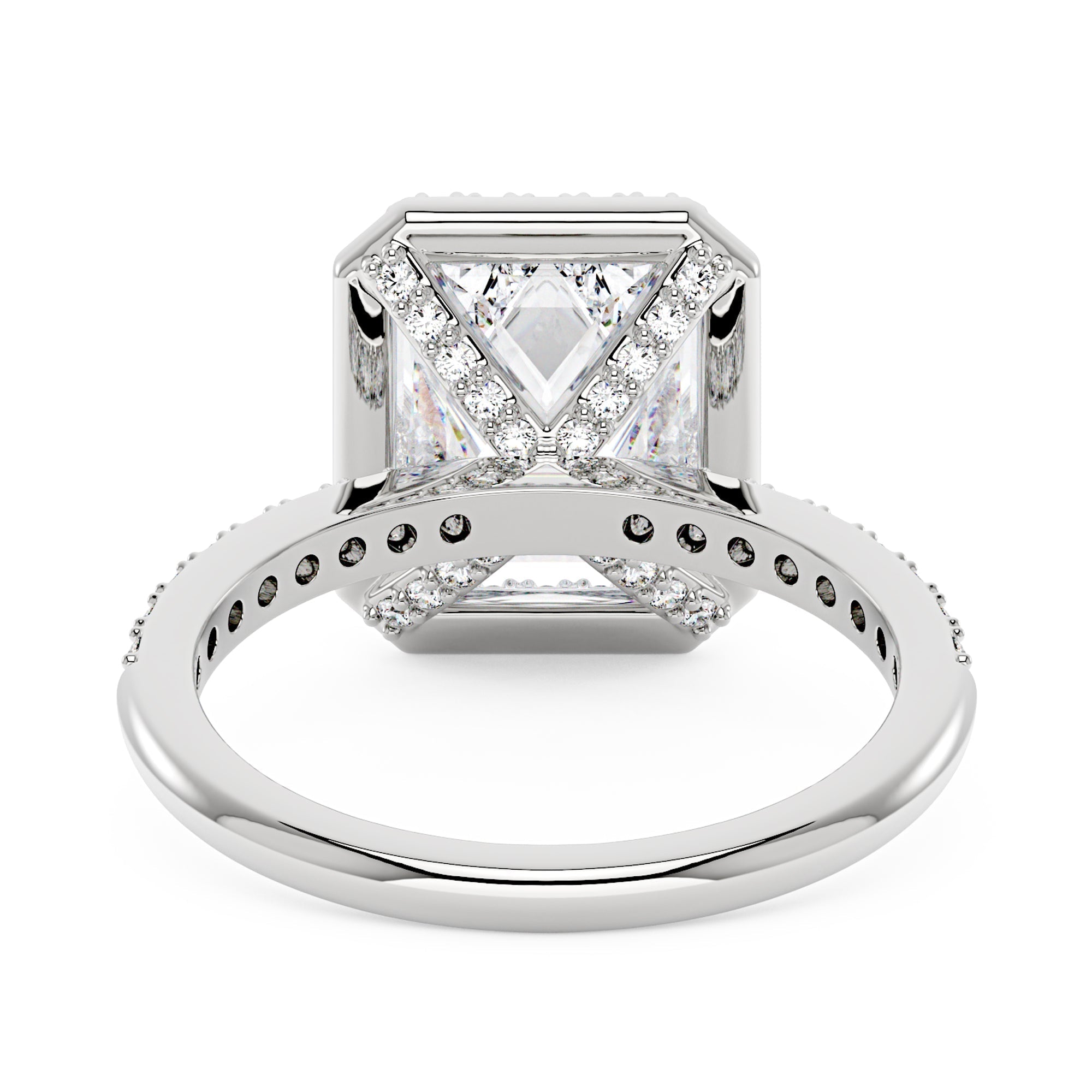 Radiant Halo Ring with Pavé Band
