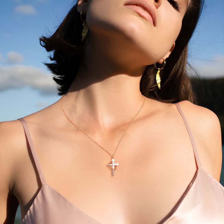 Crown with Cross Pendant Necklace