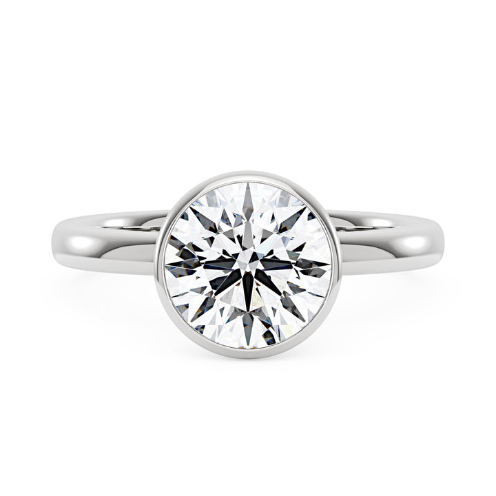 Moissanite Solitaire Round Bezel Ring