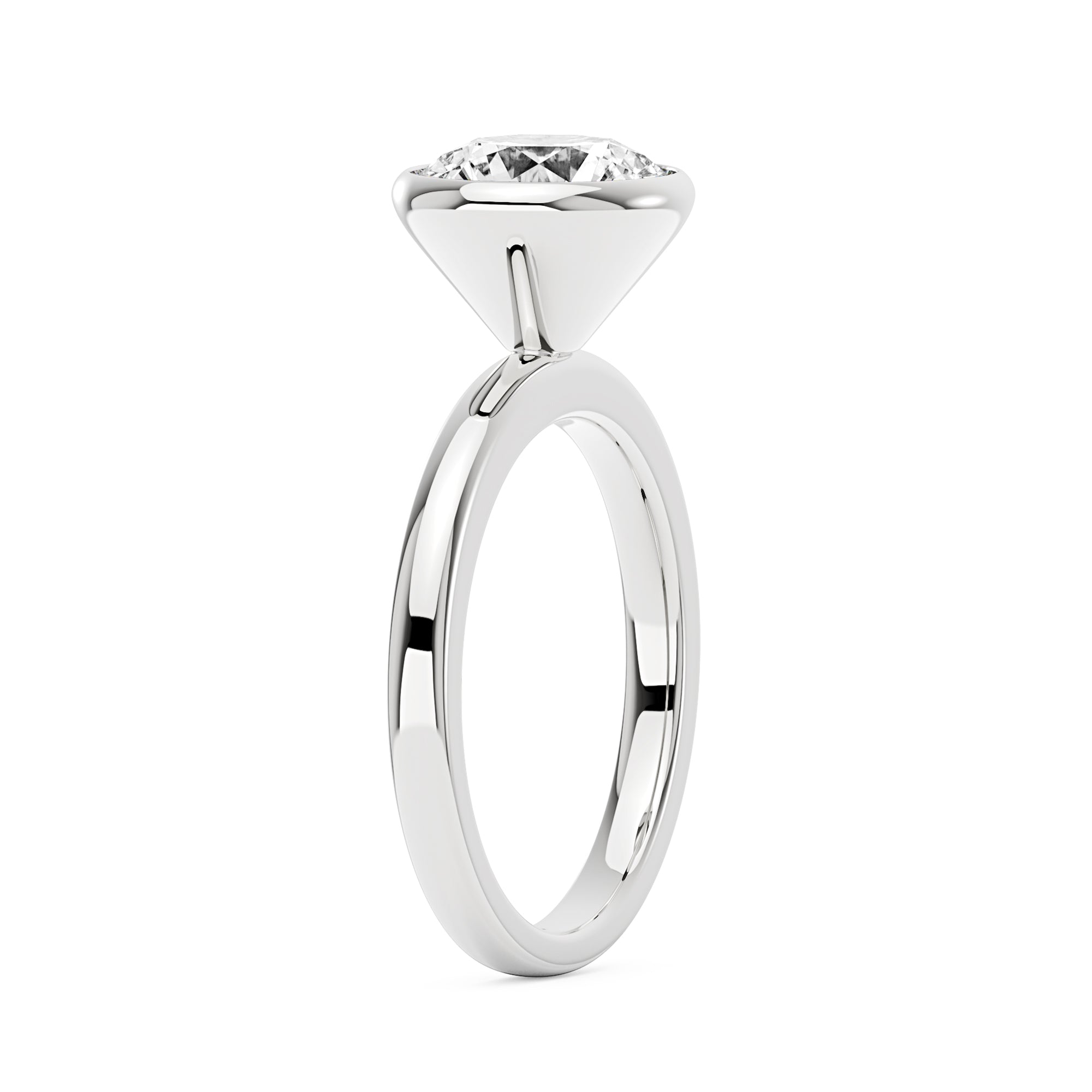 Moissanite Solitaire Round Bezel Ring
