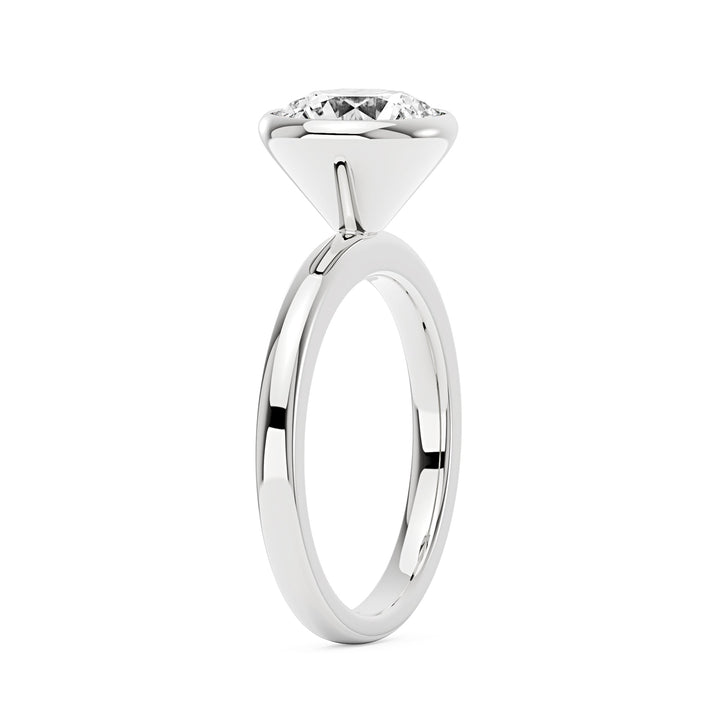 Moissanite Solitaire Round Bezel Ring