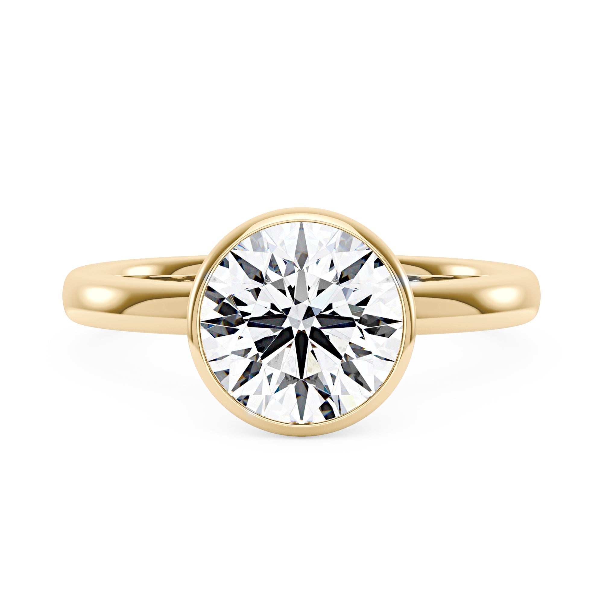 Moissanite Solitaire Round Bezel Ring