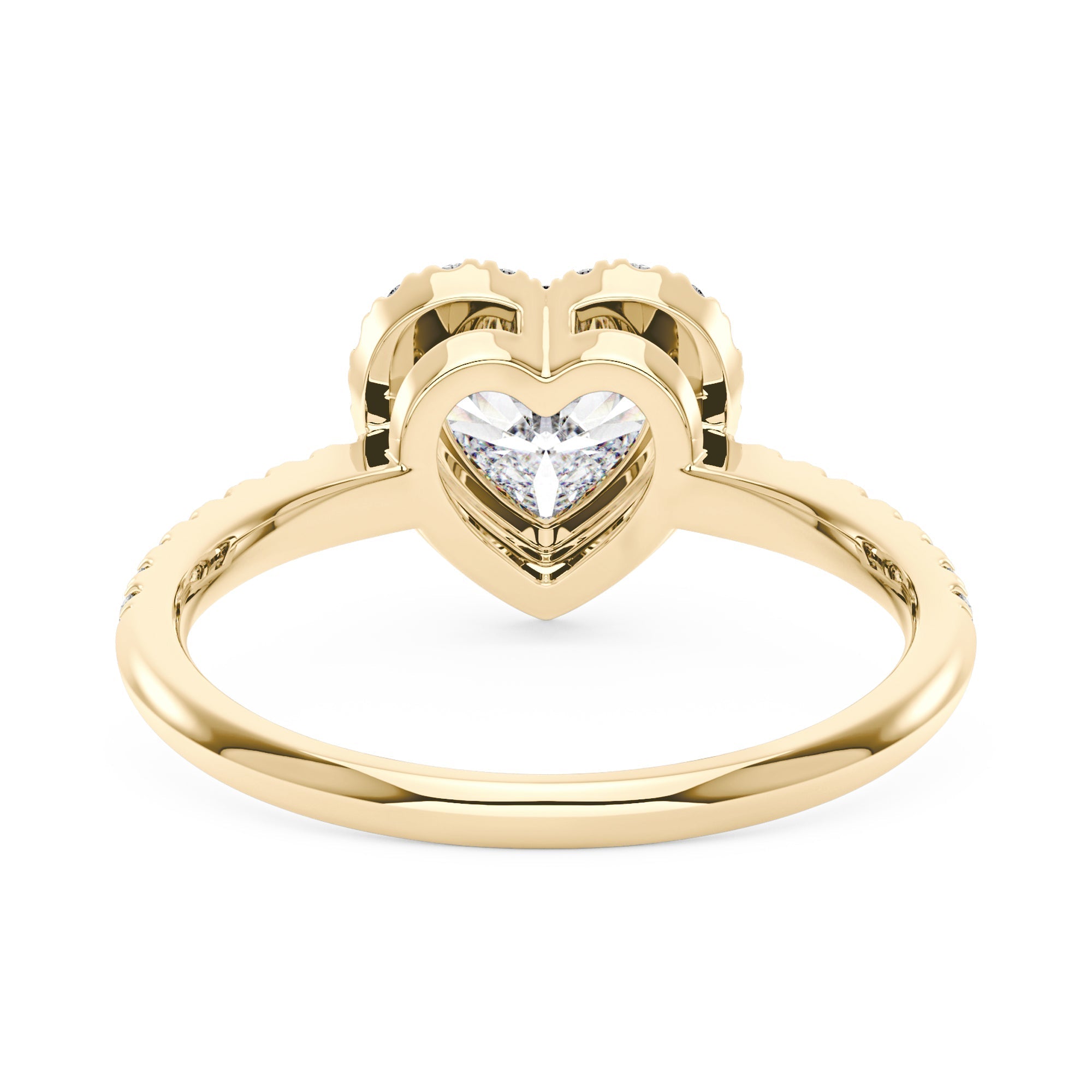 Heart Moissanite Halo Ring with Pavé Band